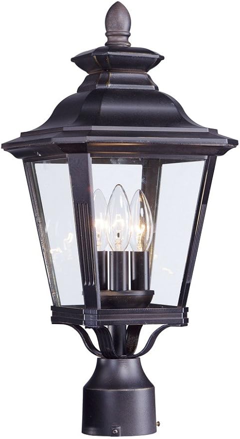 Maxim Knoxville-Three Light Outdoor Post Lantern in Early American Style-9 Inches Wide by 19.5 inches high