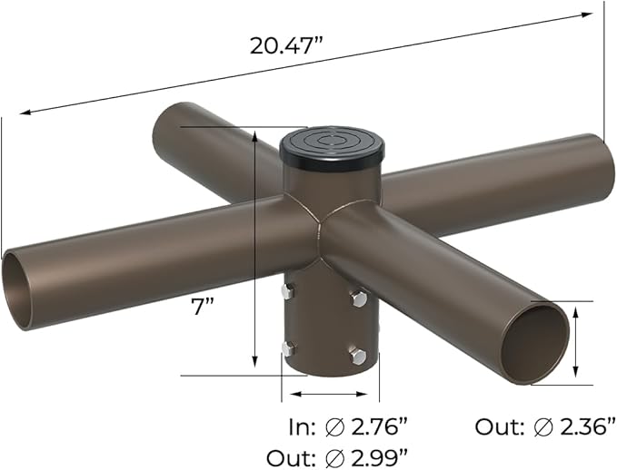 Quad 90 Degree Pole Mount Bracket Slip Fitter Mount Tenon Adapte with 4 Arms  4 Horizontal 90 Degree Spoke Bracket for Slip Fit Street Light Parking Lot Light (4 Horizontal 90 Degree Tenons)