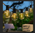Lakumu 34FT G40 Solar String Lights Globe Outdoor String Lights with 15 E12 Waterproof LED Bulbs 2700K Shatterproof Patio Lights Solar Powered Hanging Lights