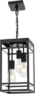 Large Outdoor Pendant Light for Porch Black 3 Lights Outdoor Pendant Light Fixtures Modern Hanging Light Fixture Exterior Chandelier Hanging Lantern for PatioFront Door
