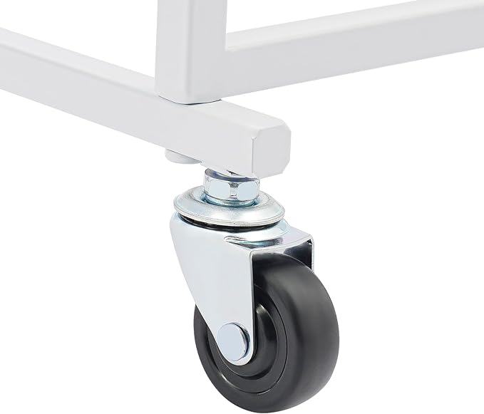 Mobile Vinyl Roll Holder Cart 40 Compartments Vinyl Storage Organizer with 6 Hooks &amp Extra Paper Roll Organizer Tray on 2 Side Vinyl Storage Rack with Wheels for Craft Room (White)