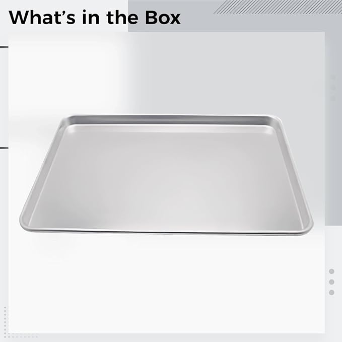 Commercial Aluminum Sheet Pan For Baking Roasting Toasting 9.6 X 13 In &amp Easy Clean Bun Pan Silver