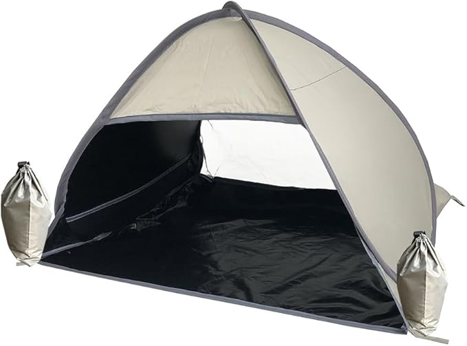 Small Pop Up Beach Tent with Meshed Window Portable Head Tent Beach Pet Shade for Small Dogs/Cats (Khaki)