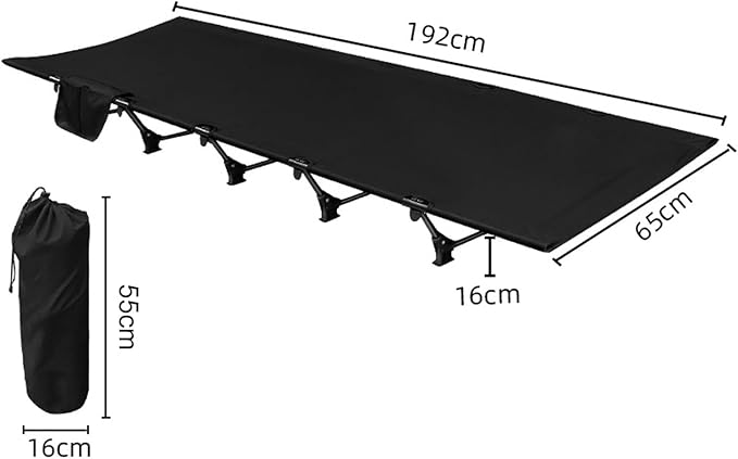 Ultra-Light Compact Folding Bed - 150kg Capacity Camping Cot for Adults 2.2kg Portable Travel Cot with Quick Setup Tear-Resistant Nylon &amp Aluminum Frame for Camping Hiking Office Home Black