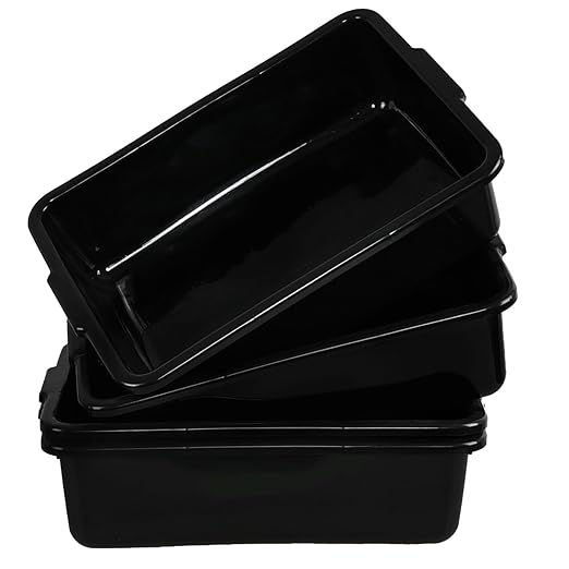 24 Liters Plastic Dish Bin Large Commercial Bus Trays/Wash Tubs Set of 4 Black