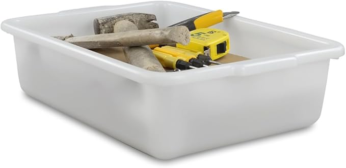 Morcte 3-Pack 13 L Commercial Bus Box Plastic Bus Tub White