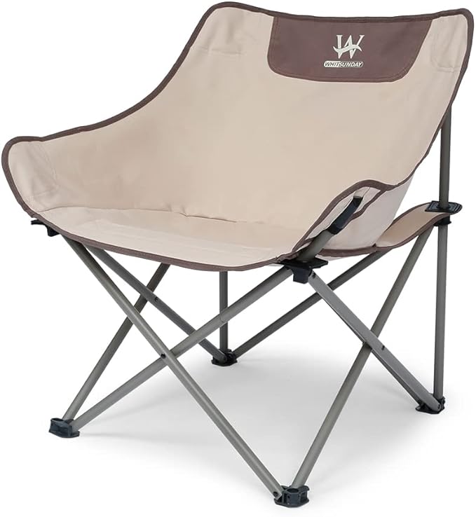 Whitsunday Outdoor Foldable Camping Chair with Built-in Side Pocket (1 Ivory)