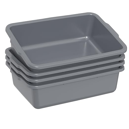 Sadstory Gray Plastic Commercial Bus Tub 35 L Plastic Large Bus Box 4 Packs