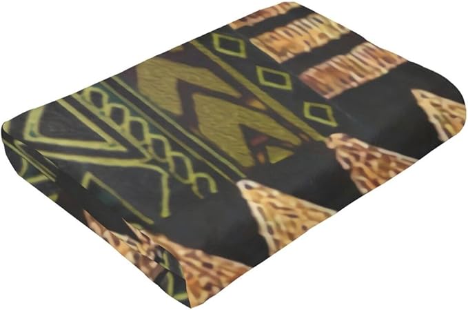 80X60 Afrocentric Tribal Motif Pattern Print 2 Lightweight Flannel Blanket - Soft and Breathable Polyester Suitable for Travel Camping and Home Decoration