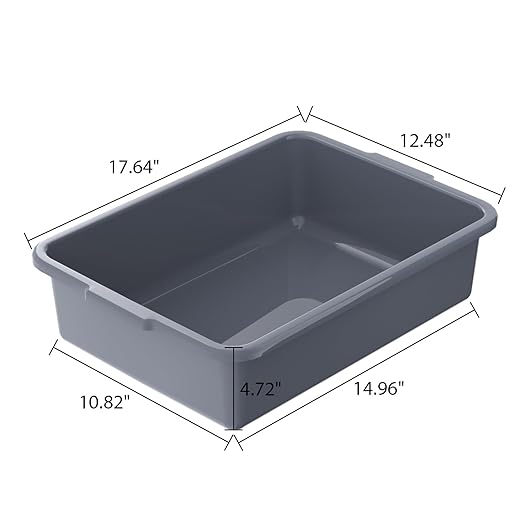12-Pack Plastic Commercial Bus Tub 13 L Plastic Restaurant Dish Tub Gray