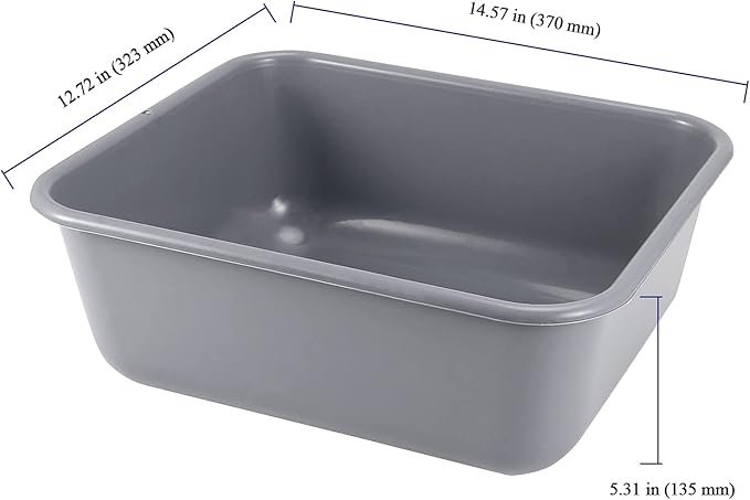 Set of 6 Plastic Bus Tubs Commercial Bus Tote Box 14 L Rectangle Utility Tubs Gray