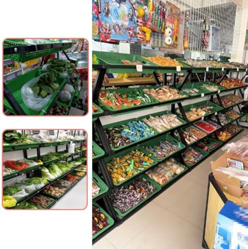 Store Display Rack Wall Mounted Storage Rack Supermarket Convenience StoreCommercial Supermarket Vegetable &amp Fruit Shelf Organizer 4-Tier Snack Rack Display with 8 Baskets Large Capacity