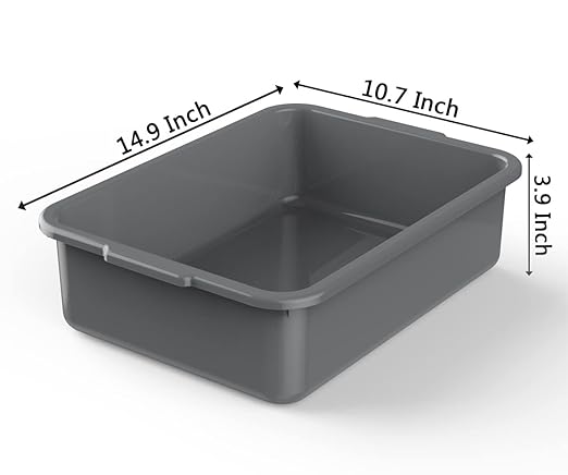 5-Pack Commercial Bus Tubs Box/Tote Box Plastic Storage with Handles Wash Basin Tub 8 Liter (Gray)