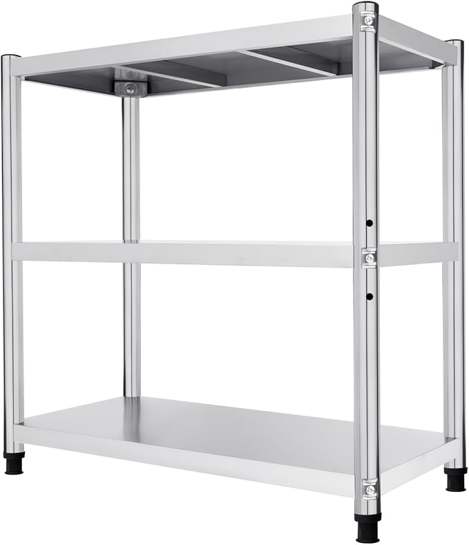 32×16 Stainless Steel Table Heavy Duty Stainless Steel Table for Prep Shelf Organizer Kitchen Storage Shelves Garage Shelves Commercial Kitchen Work Table for Restaurant Home and Hotel Silver