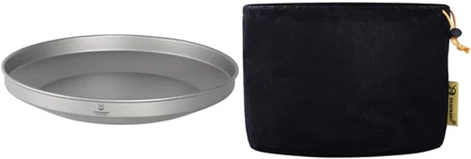 SILVERANT Titanium Trek Plate - Ultralight Durable Camping Dish Pan Plate - Outdoor Kitchen Essential for Backpacking &amp Camping - 900ml