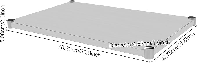 Eapmic Undershelf for Work Tables Adjustable Lower Shelf Stainless Steel Bottom Shelf Add for Commercial Prep Table Restaurant Kitchen Bakery Garage Workshop Use (30.8x18.8in)