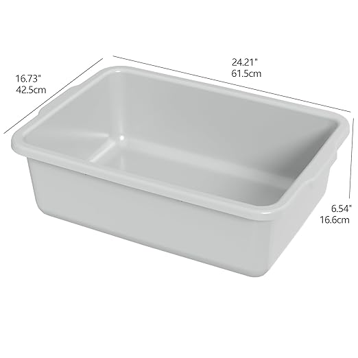 35 L Plastic Commercial Bus Tub Large Bus Tubs Restaurant Light Gray 4 Packs