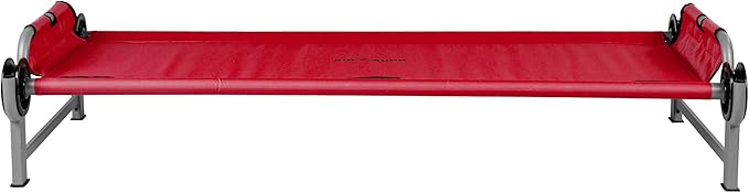 Disc-O-Bed Youth Single Cot Kid-O-Bed with Storage Organizer for Easy Gear Access &amp Carry Bag Transport Indoor or Outdoor Use Red