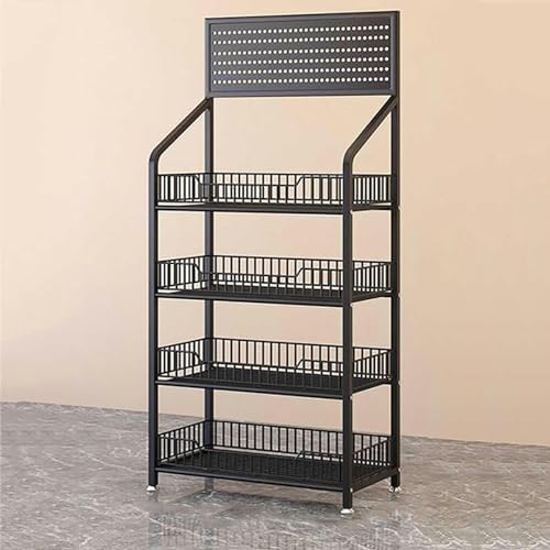 Store Display Rack Wall Mounted Storage Rack Supermarket Convenience StoreSupermarket Display Rack for Vegetables Snacks &amp Beverages - Versatile Utility Shelf with Removable Hooks Stylish