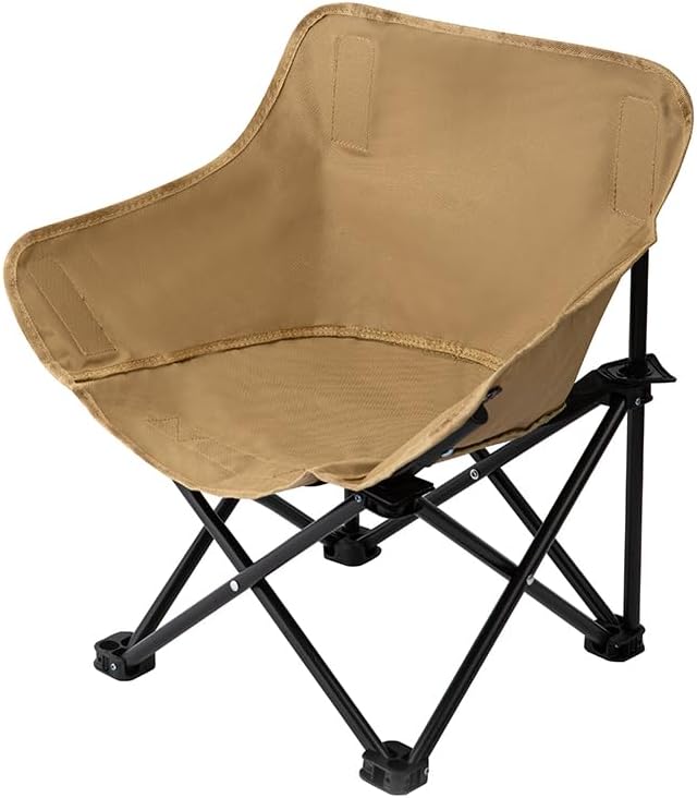 Foldable Outdoor Camping Chair with Padded Seat and Sturdy Frame – Portable Beach and Travel Chair – Lightweight Lawn Chair for Picnic Fishing Hiking Backyard Use (Khaki 17.72*17.72*26.77 IN)