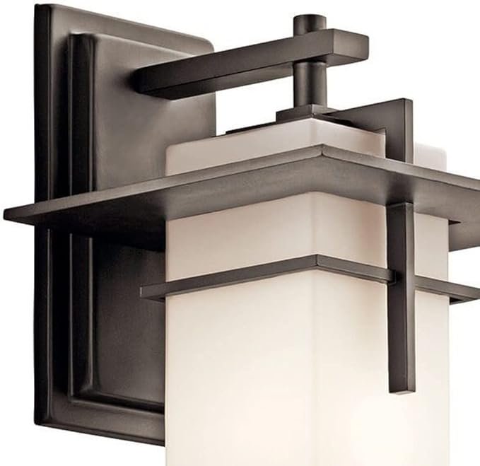 Kichler Caterham 14.75 Outdoor Wall Light in Olde Bronze® 1-Light Exterior Porch Light Wall Sconce with Satin Etched Cased Opal Glass (14.75 H x 8 W) 49643OZ
