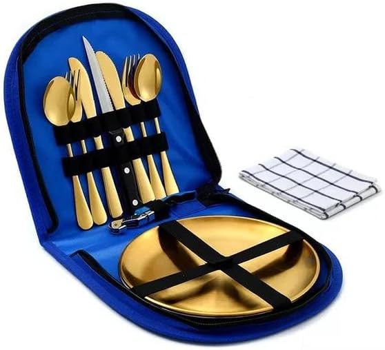 Cutlery Set Picnic Camping Picnic Set With 304 Stainless 10Pcs Tableware Dishes Steel Cutlery Set For 2Person D