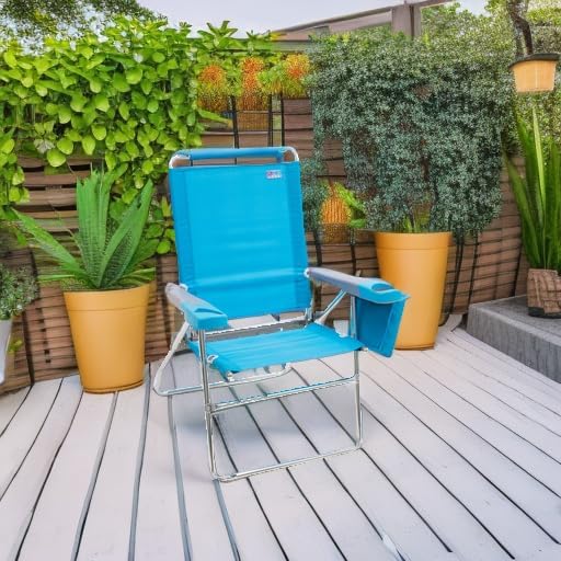 Rio Brands 17 Extended Height 4-Position Folding Beach Camping Lawn Chair Turquoise