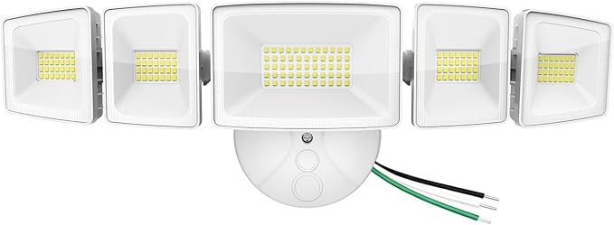 120W Outdoor LED Flood Light 5 Heads Exterior Security Lights 6500K Super Bright Floodlight Fixture Waterproof IP65 Outside Flood Lights for House Backyard White