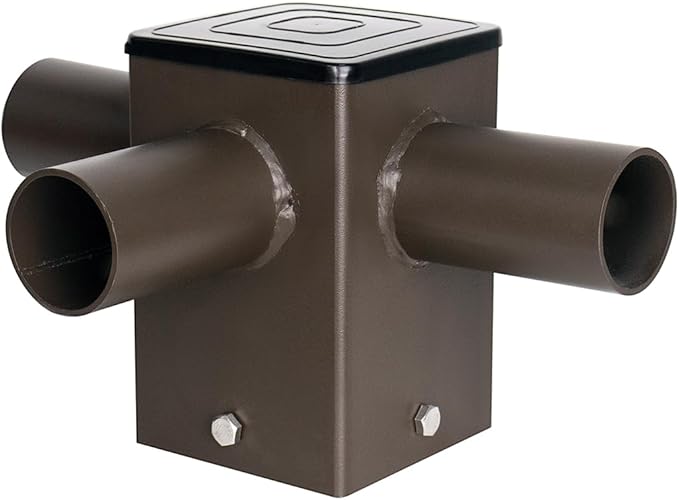 Tenon Adapter for 4 Inch Square Poles with 3 Horizontal 90 Degree TenonsSlip Fitter Mount Tenon Adapter Bracket for 3 Fixture LED Parking Lot Street Light