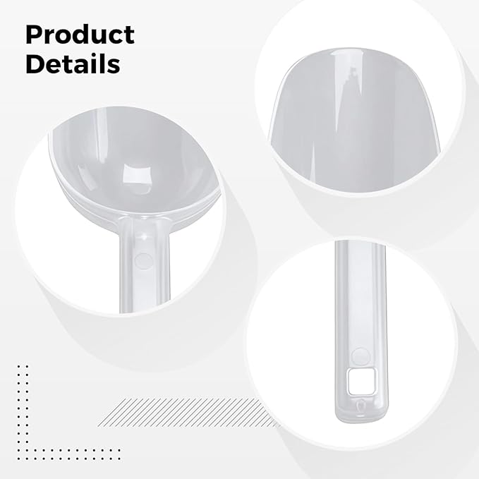 Ice Scooper: 3 Sizes Clear Safe Plastic Various Uses