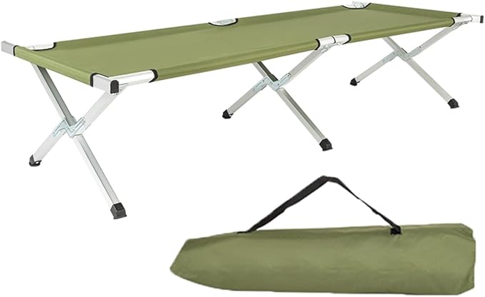 Outdoor Camping Cot Folding Lightweight Bed Portable Camping Cot with Carry Bag for Adults Hiking Hunting Traveling (Green)