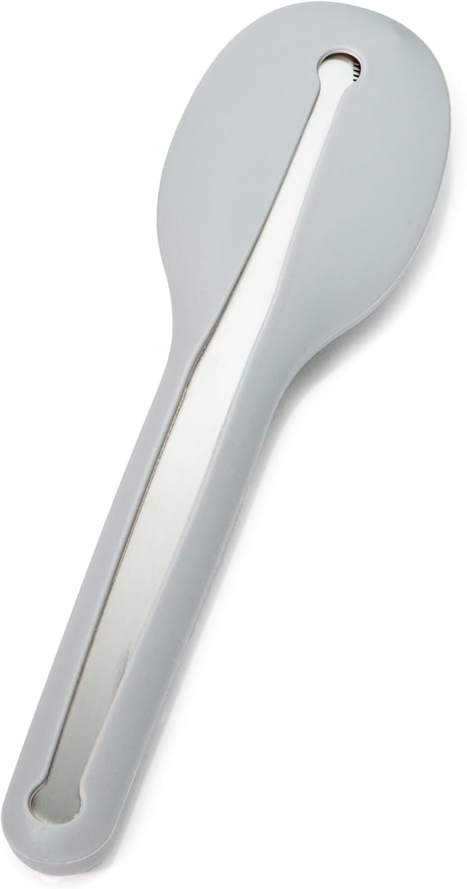 BergHOFF Leo 18/10 Stainless Steel 4Pc Reusable Travel Flatware Set Knife Spoon Fork Sleeve with Silicone Sleeve Dishwasher safe Grey
