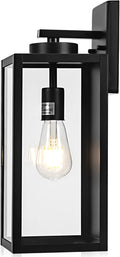 Outdoor Wall Light Fixture Large 16 Exterior Black Lantern Waterproof Farmhouse Porch Sconce Lighting with Glass Modern Wall-Mounted Outside Lights for House Garage Patio Lamp