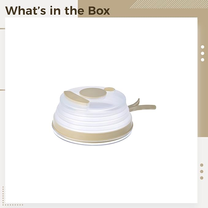 Food Guard Lid for Microwave Splatter Cover with Handle Vented Foldable Design Beige Keeps Food Moist