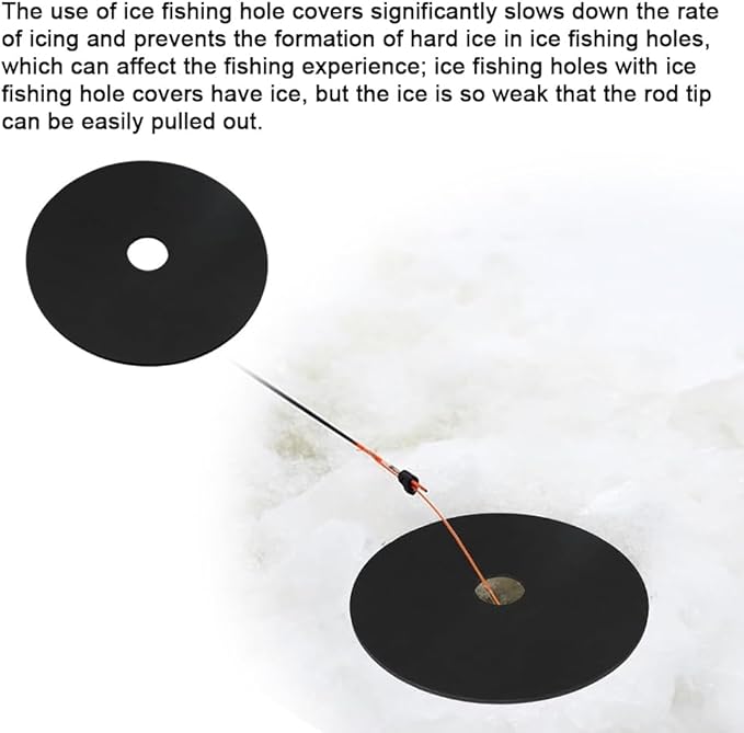 6PCS Black Ice Fishing Hole Covers 12 Insulated Lid for Ice Fish Tip Ups Easy to Use for Winter Fish Houses Equipment