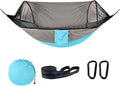 Camping Hammock with Mosquito Net - Double &amp Single Portable Hammocks with 2 Tree Straps Lightweight Hammock Tent for Outdoor Camping Hiking Backpacking Beach &amp Backyard (Blue)