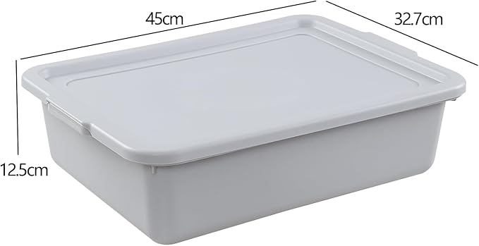 3 Packs 15 L Plastic Bus Tubs with Lids Commercial Bus Box Gray