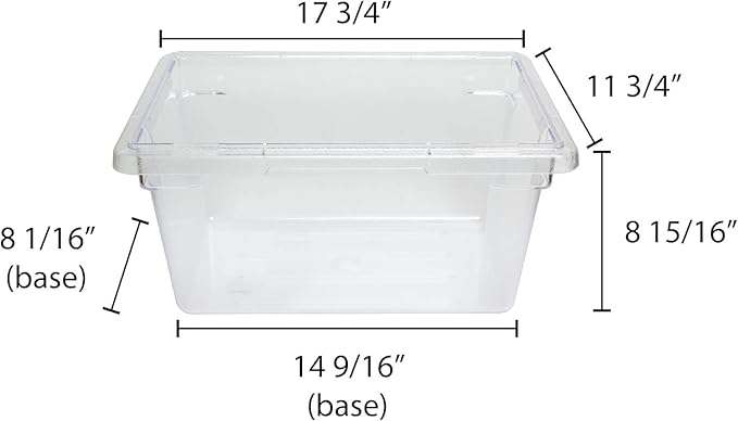 TrueCraftware- 4.75 Gallon Clear Food Storage Box Polycarbonate 12 X 18 X 9- Food Storage Container Meal Prep Food Storage for Home Cafeteria Kitchen Pantry Organization Dishwasher Safe