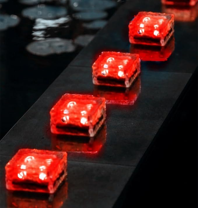 Outdoor 4 Pack Ice Cube Bricks Rocks Lights Solar Powered LED In Ground Pathways Patio Yard Garden Glow Lights Decor