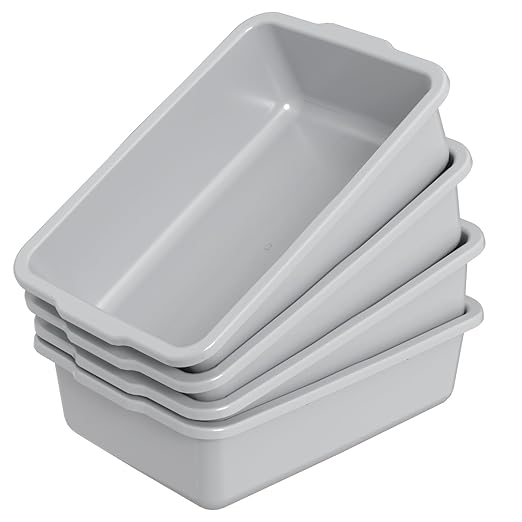 24 L Plastic Utility Bus Tub Commercial Bus Box Dish Bus Tub Gray 4 Packs