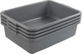 Xyskin 4 Packs 13 Liter Grey Commercial Bus Box Plastic Utility Bus Tub