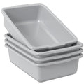 4-Pack Commercial Bus Tubs Box/Tote Box Grey Plastic Storage Bin with Handles/Wash Basin Tub (32 Liter)