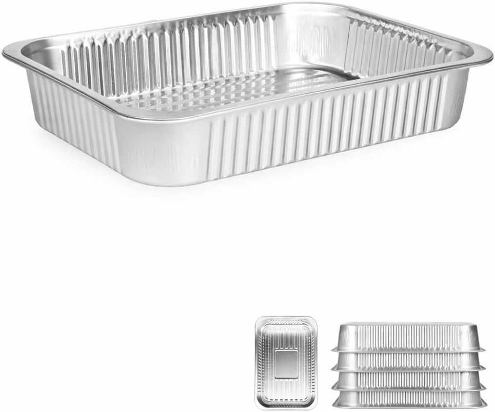 PRIME BASICS Aluminum Pans Full Size Large Disposable Roasting &amp Baking Pan 21x13 Deep Foil Pans (25 Pack) Extra Heavy Duty Chafing Trays for Hotels Restaurants Caterers Steam Table Buffet