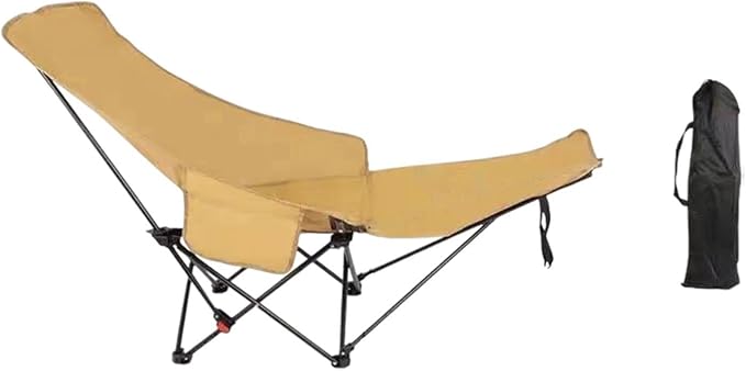 Folding Lounge Chair Recliner with Carry Bag 3 Gear Adjustable Angle Lounger Reclining Chair for Park Pool Picnic Lawn Khaki