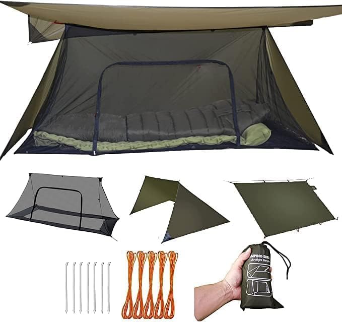 onewind Shelter Camping Tarp Set Include Emergency Shelter BugNet and Tent Footprint Ripstop Silnylon with Silicone PU Coating Survival Shelter Tent for Camping Hiking Backpacking