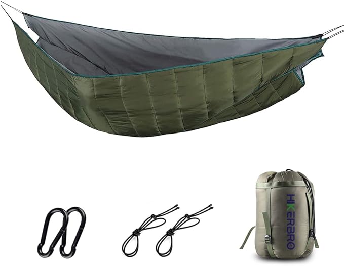 Double Hammock Underquilt HIKERBRO 4 Season Heavy Duty Under Quilt with Tree Straps Large Hammock Protector for Winter Camping Backpacking Hiking