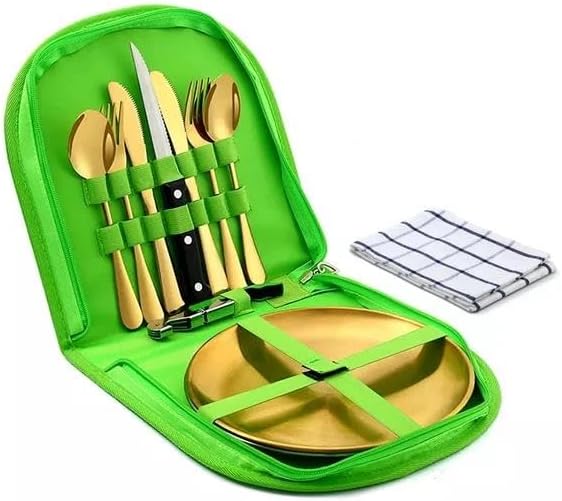Cutlery Set Picnic Camping Picnic Set With 304 Stainless 10Pcs Tableware Dishes Steel Cutlery Set For 2Person F