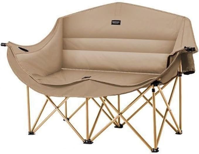 Double-Layer Padded Double Folding Camping Chair Outdoor Chairs with Wide Seat Sleeping Chair for Fishing Hiking Travel Home(Brown)