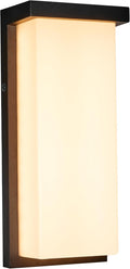 Maxxima 14 LED Porch Lantern Outdoor Wall Light Black with Frosted Lens 2500 Lumens 5 CCT 2700K/3000K/3500K/4000K/5000K Modern Exterior Patio Sconce Lantern