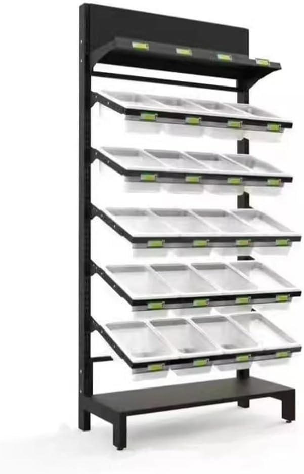 Store Display Rack Wall Mounted Storage Rack Supermarket Convenience StoreSupermarket Vegetable &amp Fruit Display Rack Storage Organizer for Kitchen/Pantry Retail Shelving Unit Multi-Tier